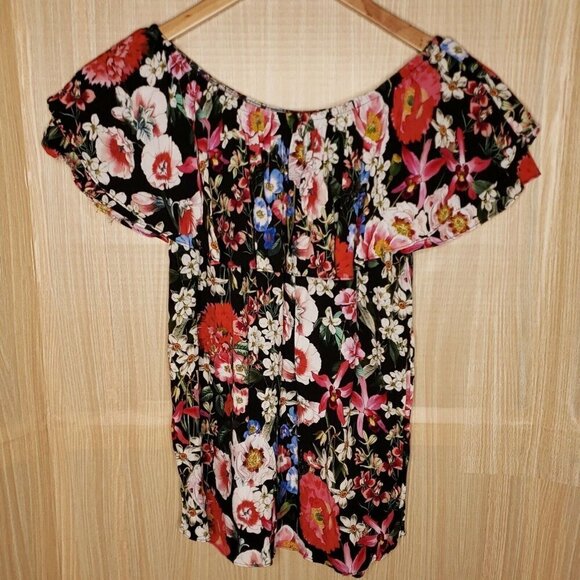 Zara Women's Off The Shoulder Floral Blouse XS - Picture 1 of 5
